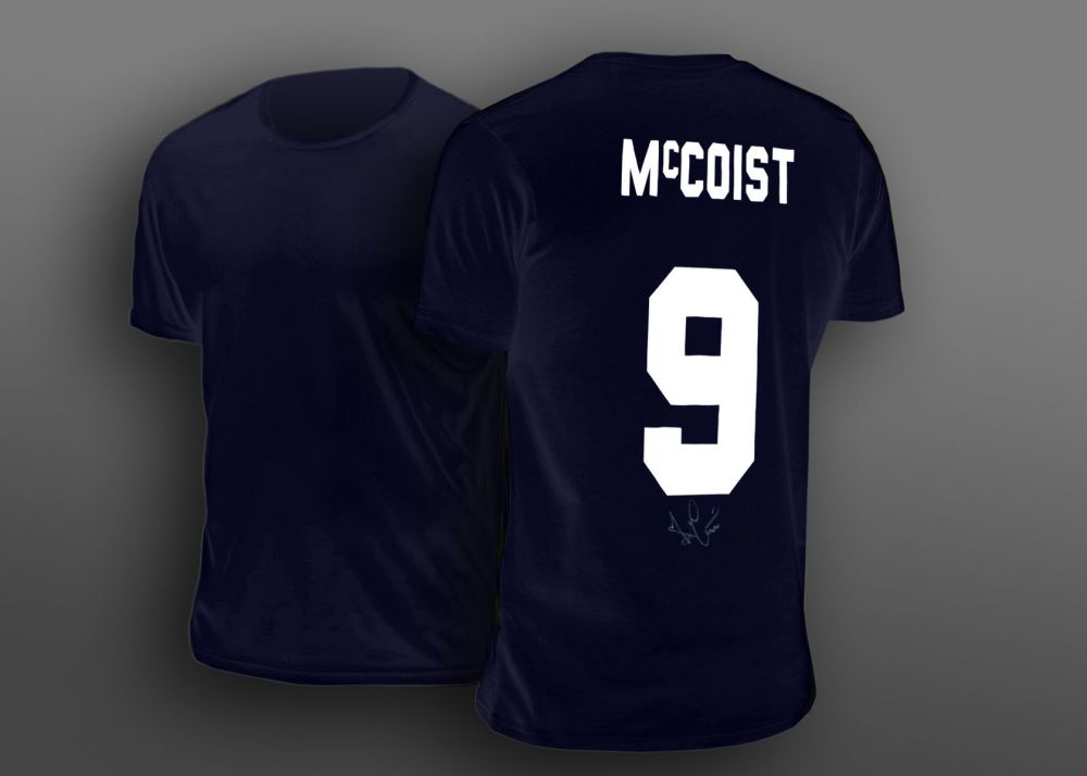 Ally Mccoist Hand Signed Dark Navy No 8 Player T-Shirt.