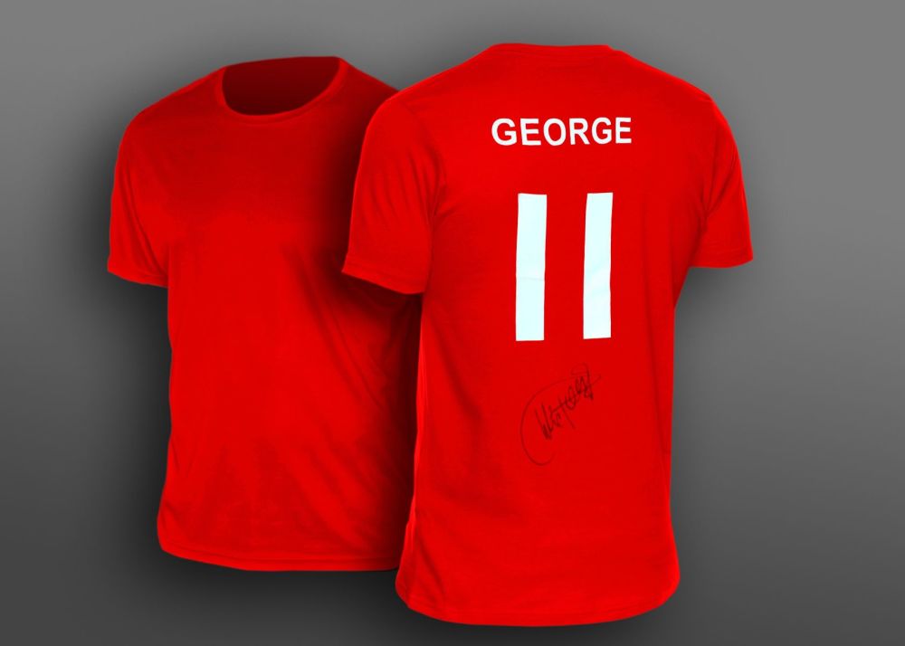 Charlie George Hand Signed Red No 11 Player T-Shirt.