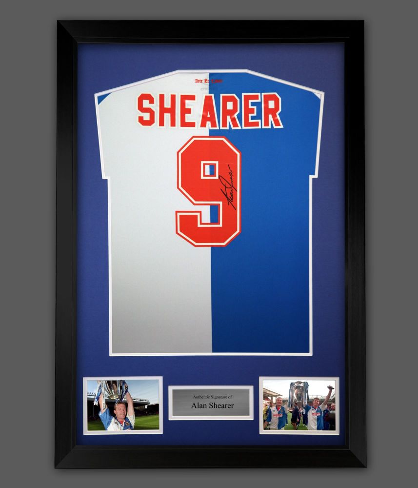 .  Alan Shearer Signed Blackburn Rovers Fc  Football Shirt In A  Framed  Pr