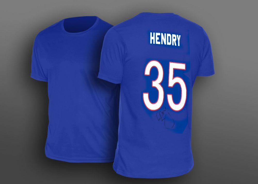 Colin Hendry Hand Signed Blue No 35 Player T-Shirt.