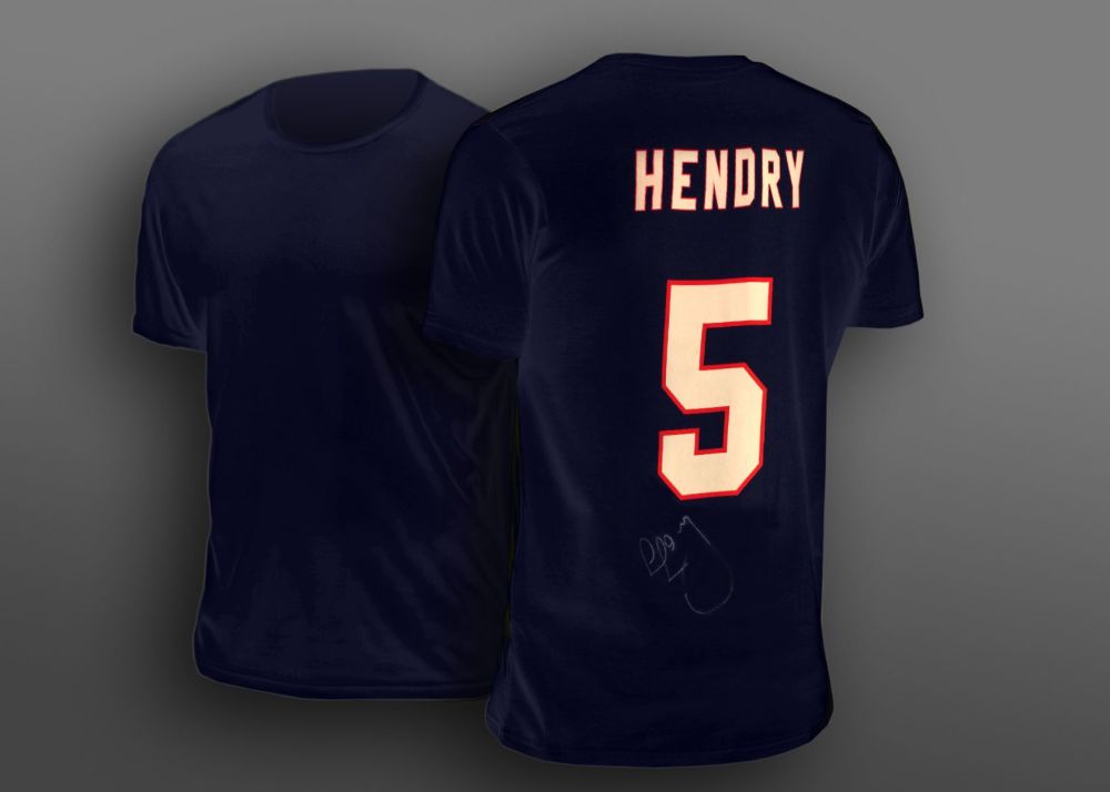 Colin Hendry Hand Signed Dark Blue No 35 Player T-Shirt.