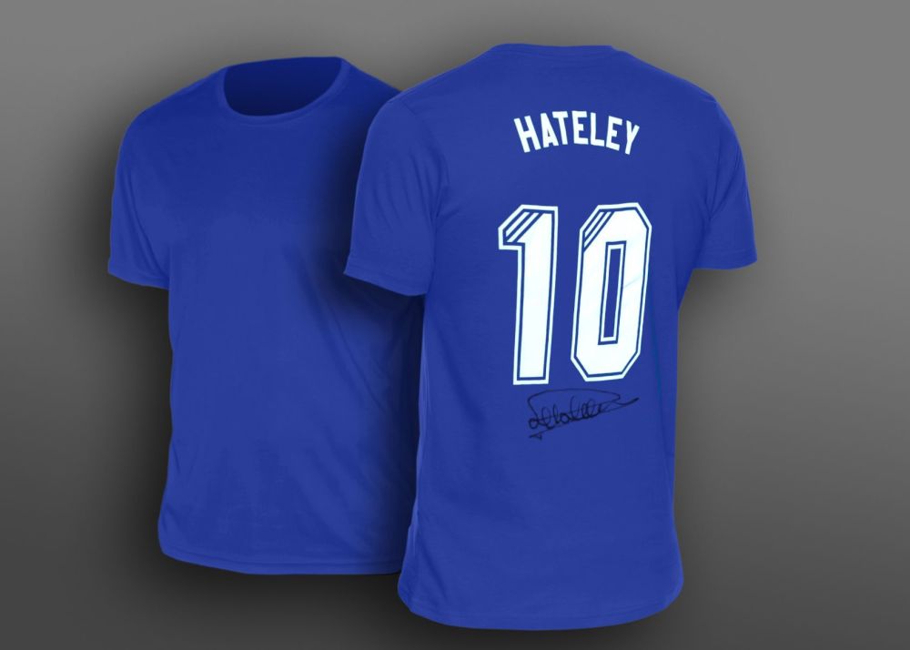 Mark Hateley Hand Signed  Blue No 10 Player T-Shirt.