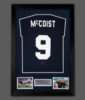 Ally McCoist Hand Signed  Royal Blue Player T-Shirt In A Framed Presentation