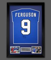 Duncan Ferguson Hand Signed Blue Player T-Shirt In A Framed Presentation