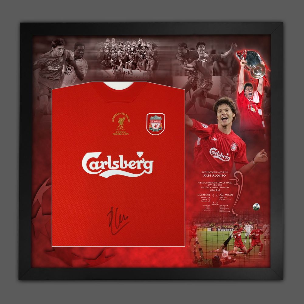 .  Xabi Alonso signed Liverpool 2005 Football Shirt In Framed Picture Mount