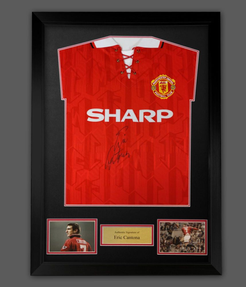 .  Eric Cantona Front Signed Manchester United  Football Shirt In A  Framed