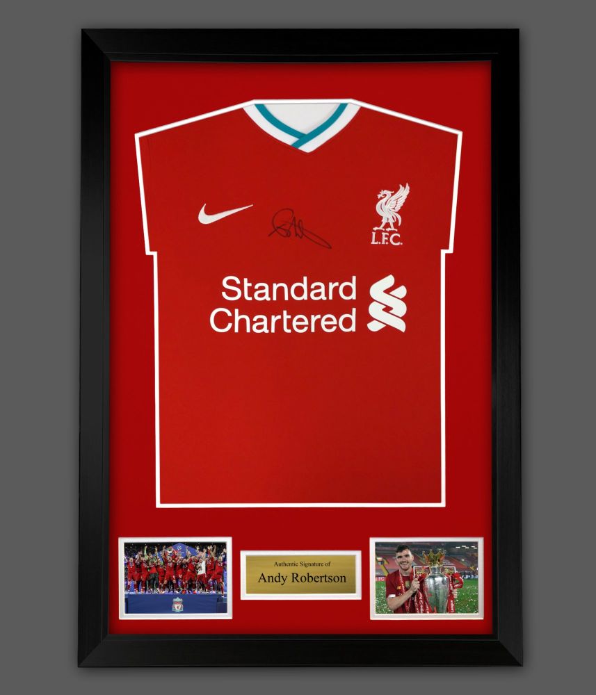 Andrew Robertson Hand Signed Liverpool 21/22 Football Shirt  In A Framed Presentation