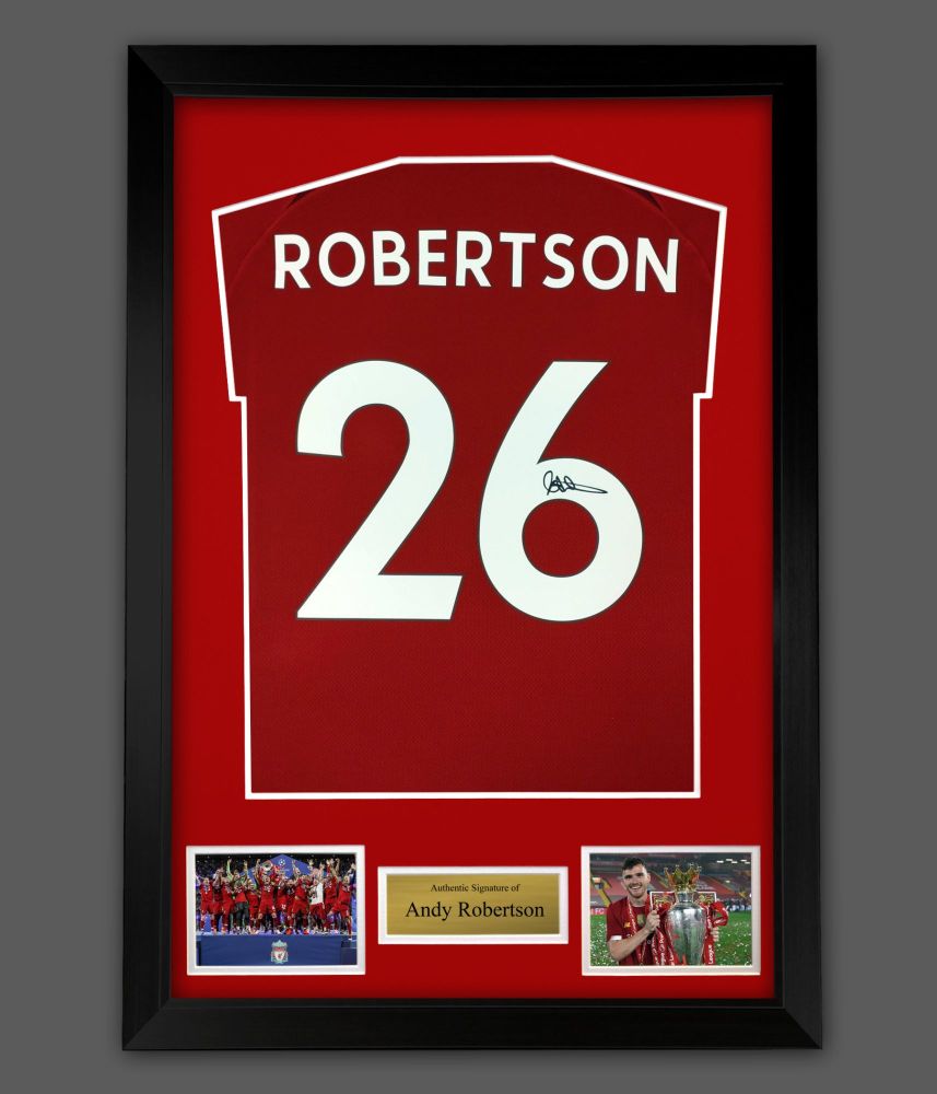 .  Andrew Robertson Back Signed Liverpool 22/23 Football Shirt  In A Framed