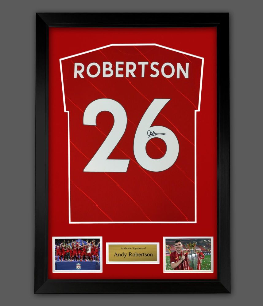 .  Andrew Robertson Back Signed Liverpool 21/22 Football Shirt  In A Framed