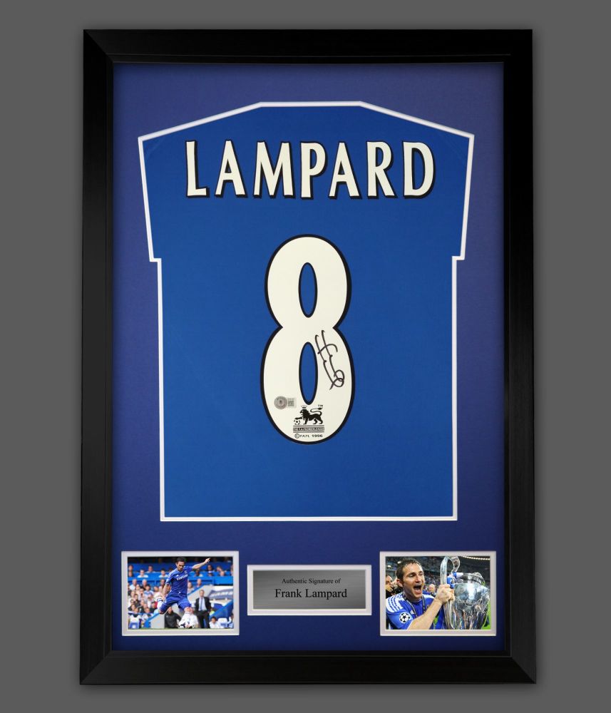 .   Frank Lampard Hand Signed Chelsea Football Shirt  In A Framed Presentat