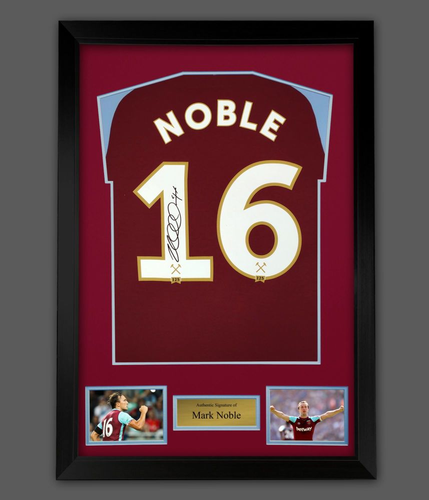 .    Mark Noble Signed West Ham United Football Shirt In Framed Presentatio