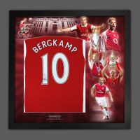 Dennis Bergkamp Signed Arsenal Fc Football Shirt In Framed Picture Mount Presentation