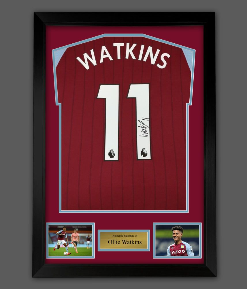 .   Ollie Watkins Signed Aston Villa Football Shirt In A  Framed  Presentat