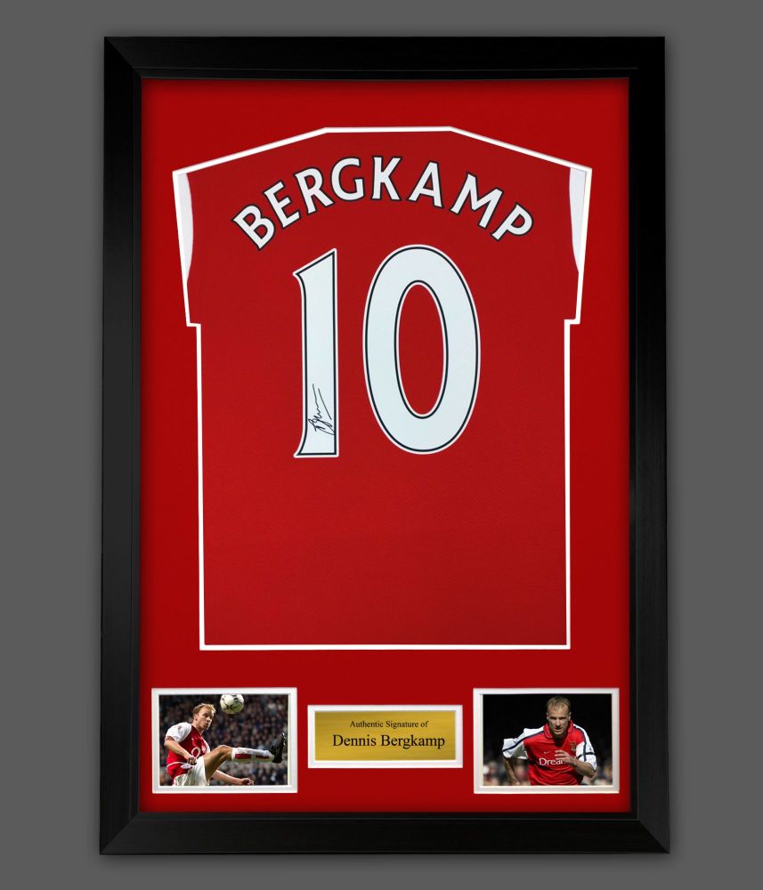 Dennis Bergkamp Signed Arsenal Football Shirt In A  Frame Presentation