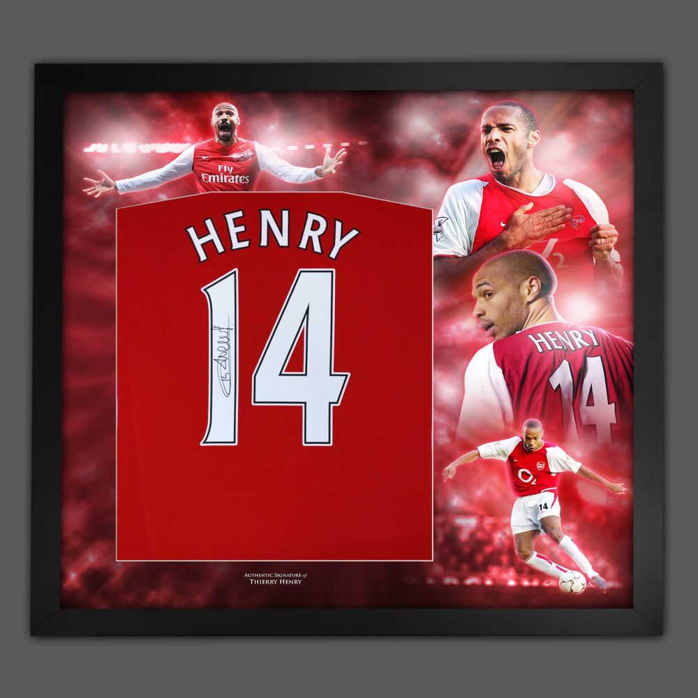 Thierry Henry Hand Signed Arsenal Fc  Football Shirt In Framed Picture Pres