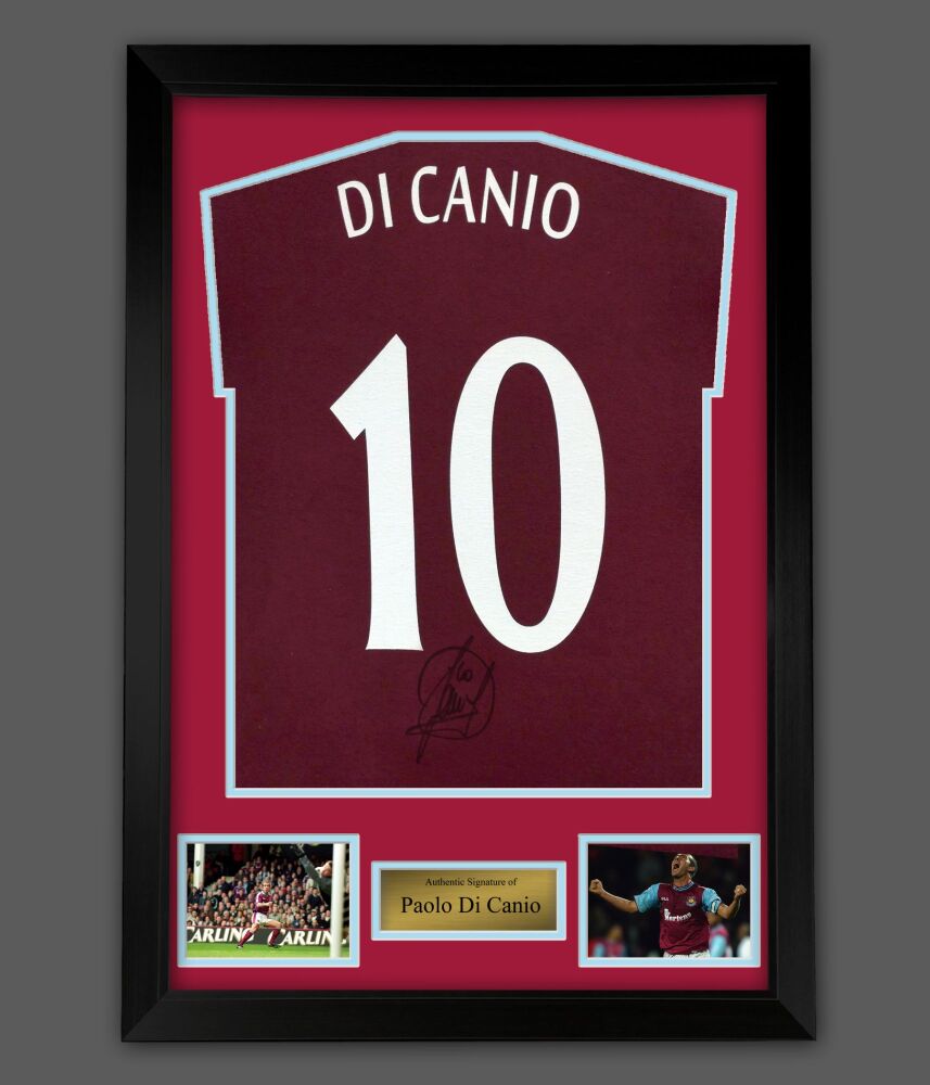 Paolo Di Canio Hand Signed Claret No 10 Player T-Shirt In A Framed Presentation