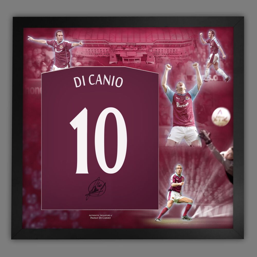 Paolo Di canio Signed And Framed Claret No 10 Player T-Shirt In A Picture Mount Display
