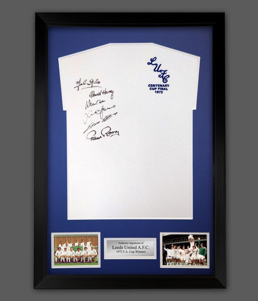 Leeds 1972 Football Shirt Signed By 6 Fa Cup Winners  Players In A Framed Presentation : Mega Deal