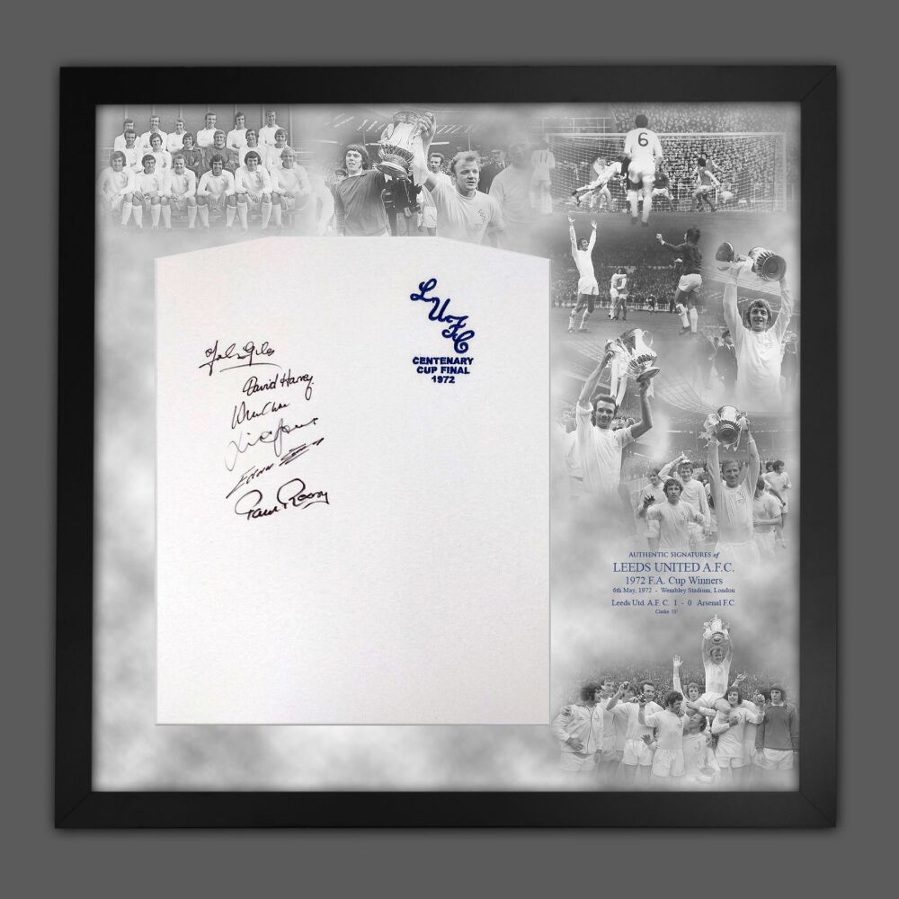 Leeds 1972 Football Shirt Signed By 6 Fa C Pup Winners In A Picture Mount Display