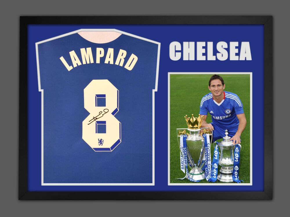 Frank Lampard Hand Signed Chelsea Fc Football Shirt In Framed Grand Design Display