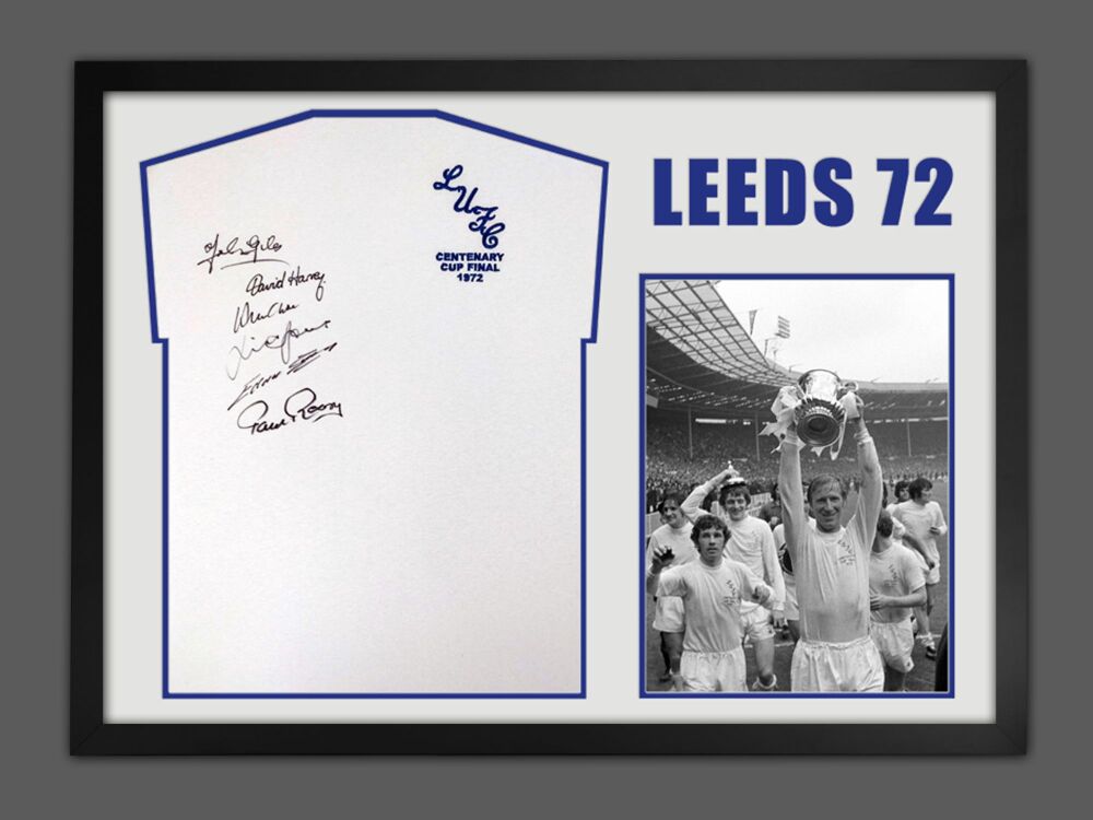 Leeds 1972 Football Shirt Signed By 6 Fa Cup Winners Players In The Framed Grand Design Display