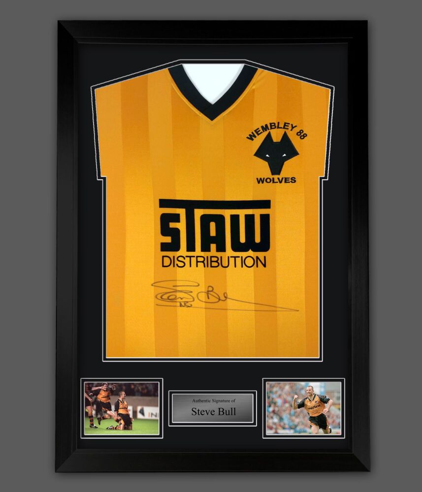 Steve Bull Hand Signed Wolverhampton Wanderers Football Shirt In A  Framed Presentation