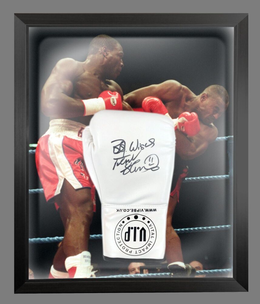 Frank Bruno Signed White Vip Boxing Glove Presented In A Dome Frame : A