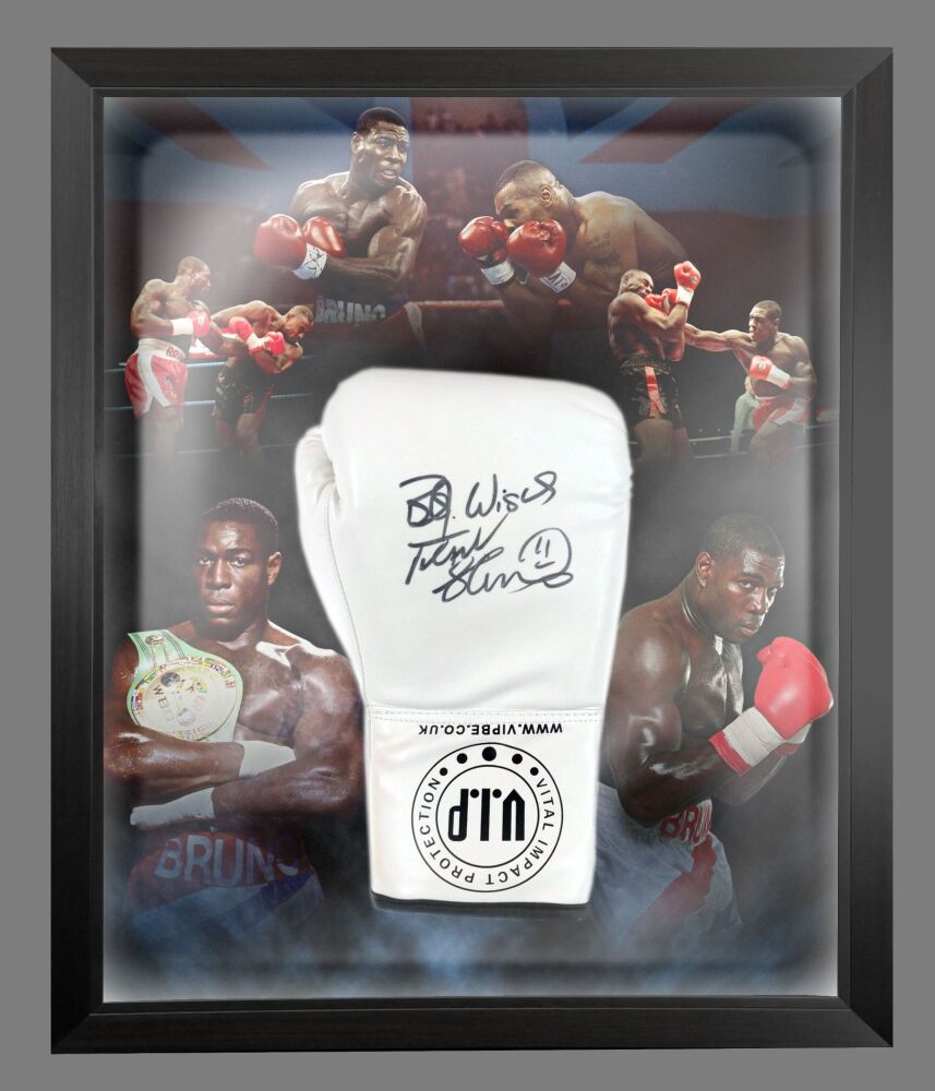 Frank Bruno Signed White Vip Boxing Glove Presented In A Dome Frame : B