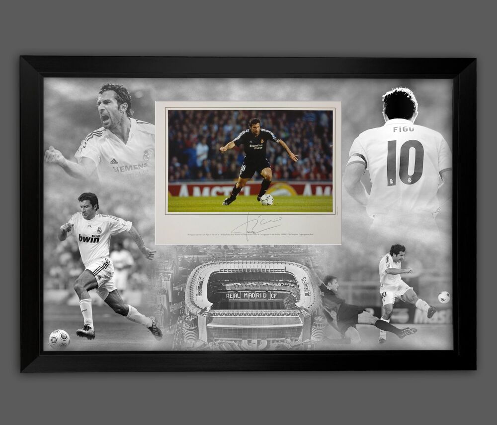 Luis Figo Signed Real Madrid  12x16 Photograph In A Picture Mount Display