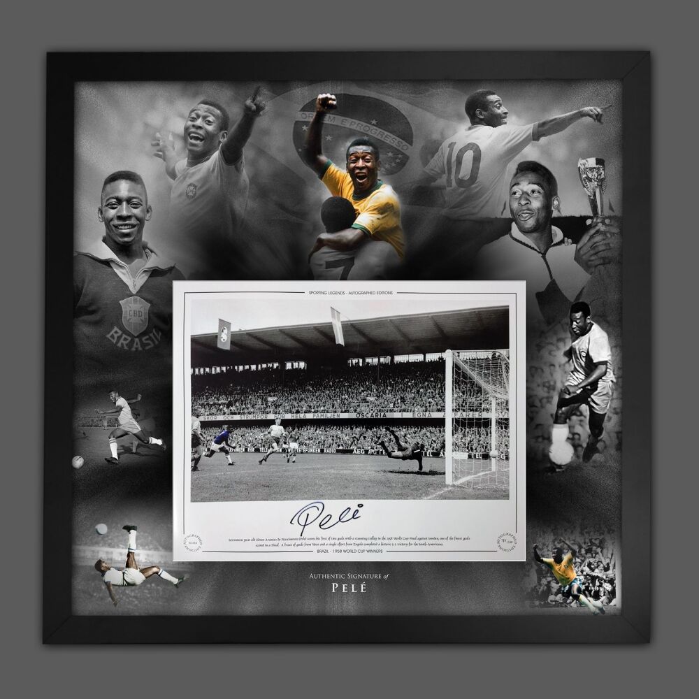 Pele Signed Brazil Football Photograph In A Framed Picture Mount  Presentation