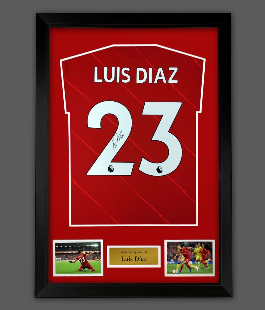 Luis Díaz Back Signed  Liverpool Fc Football Shirt In A  Framed  Presentation