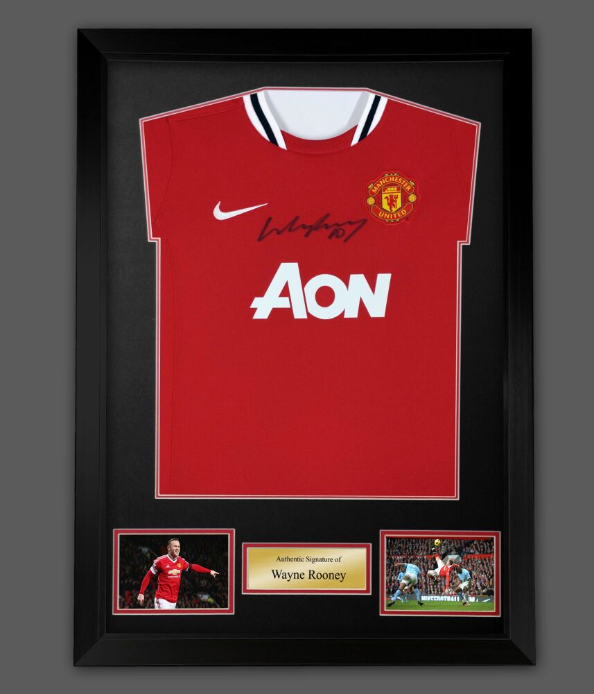 Wayne Rooney Signed Aon Manchester United Football Shirt In A  Framed Presentation