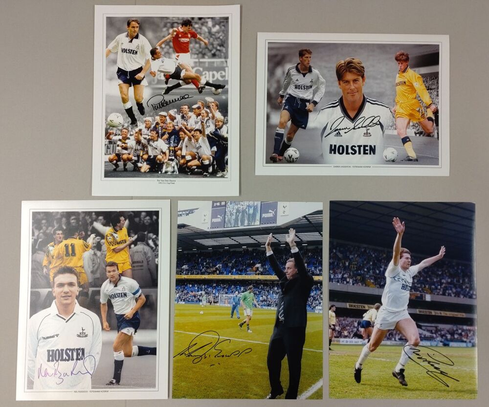 Tottenham Hot Spurs Football Legends Hand Signed Package of 5 12x16 Photographs