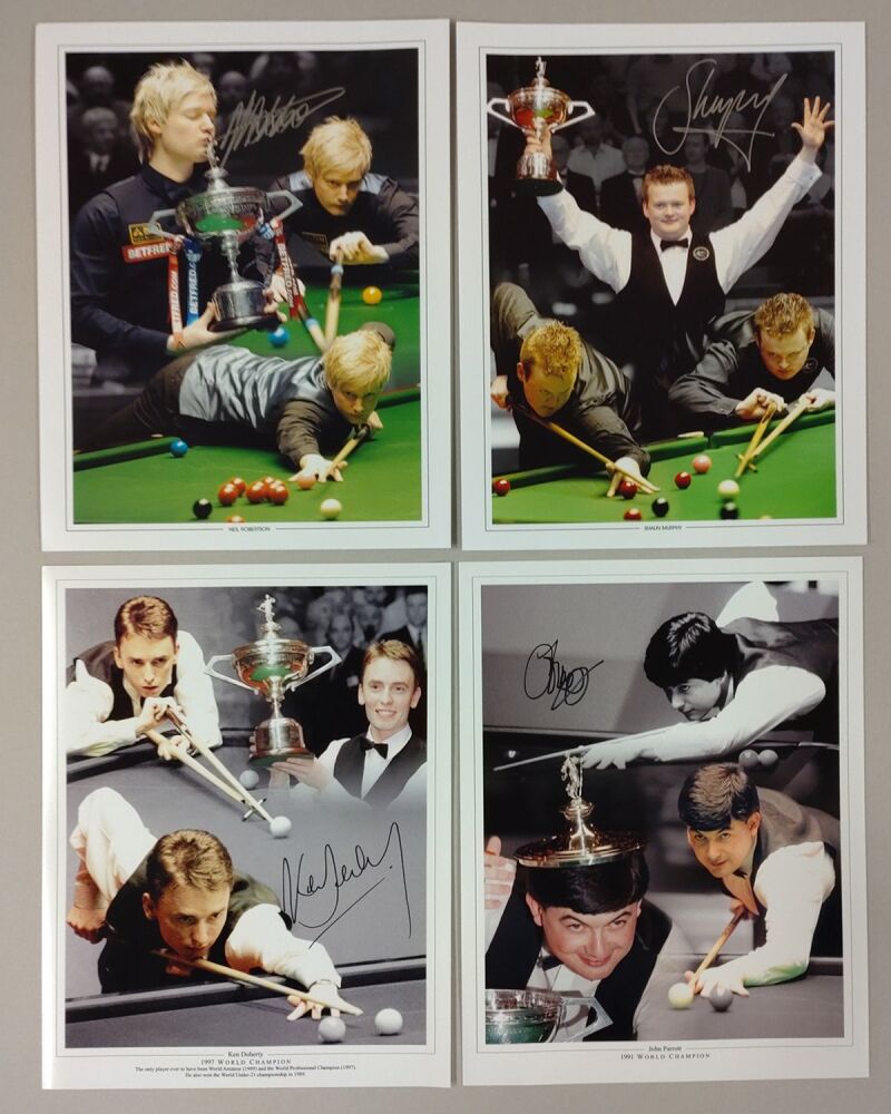 Snooker Legends Hand Signed Package of 4 12x16 Photographs. Memorabilia : A