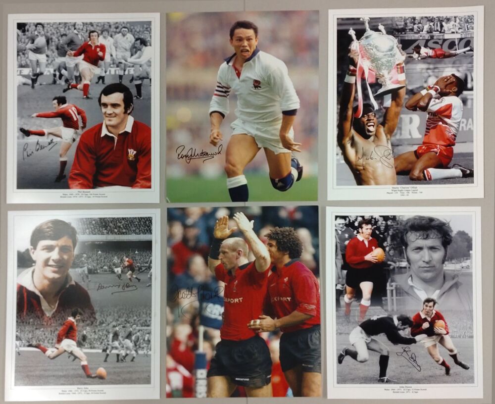 Rugby Legends Hand Signed Package of 6 12x16 Photographs. Sports Memorabilia