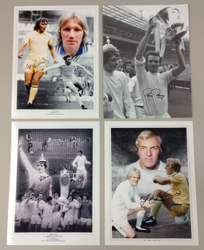 Leeds Fc Football Legends Hand Signed Package of 4 12x16 Photographs.