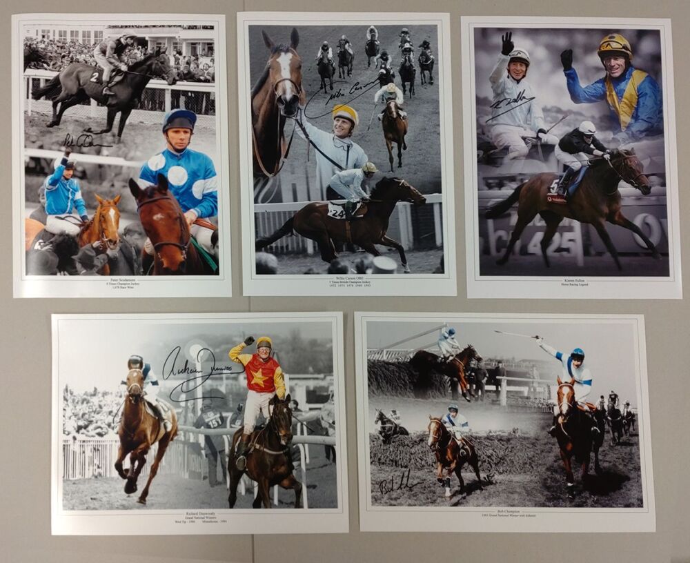 Horse Racing Legends Hand Signed Package of 5 12x16 Photographs. Memorabilia