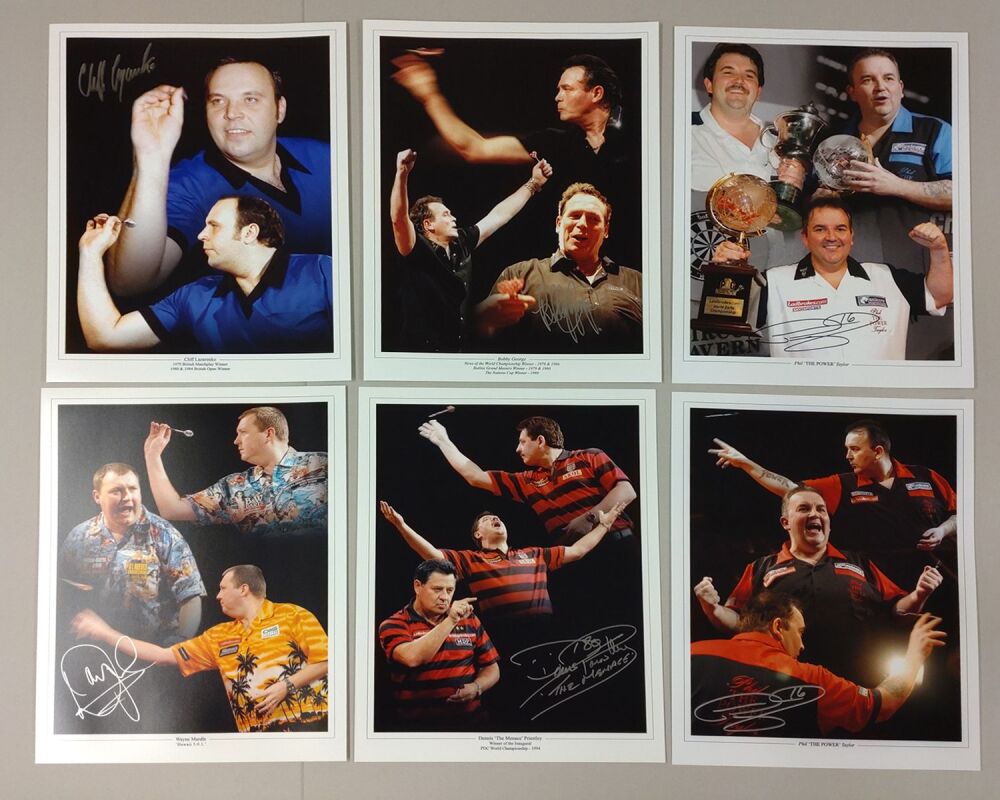 Darts Legends Hand Signed Package of 6 12x16 Photographs. Sports Memorabili