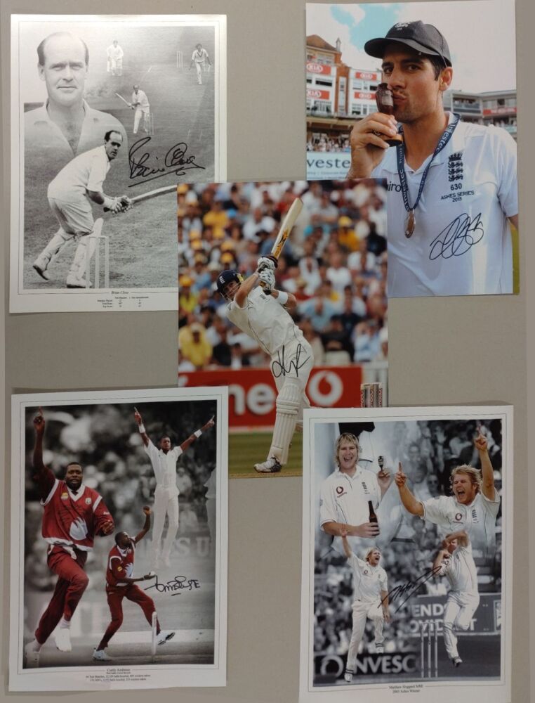 Cricket Legends Hand Signed Package of 5 12x16 Photographs. Sports Memorabilia
