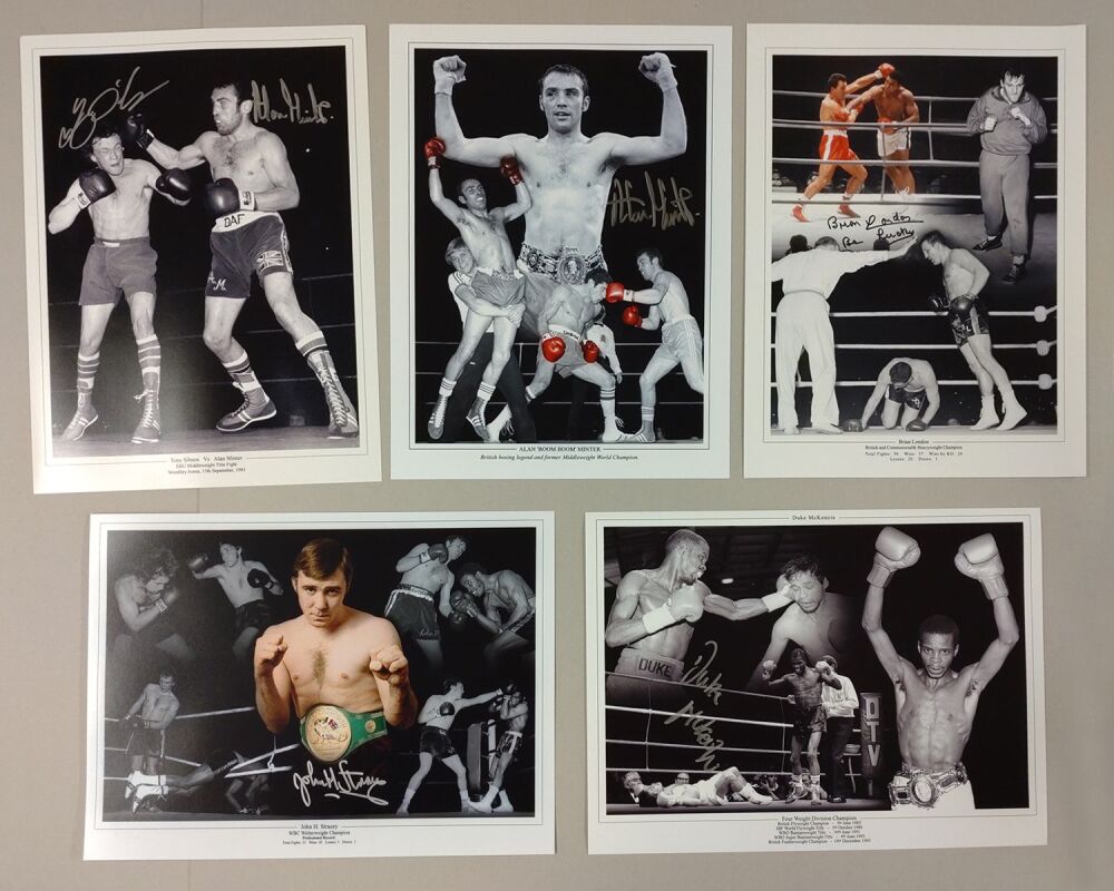 Boxing Legends Hand Signed Package of 5 12x16 Photographs.Boxing Memorabilia