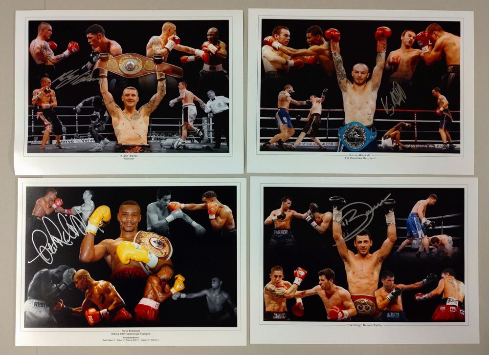 Boxing Legends Ricky Burns, Kevin Mitchell, Steve Robinson And Darren Barker Signed Photographs