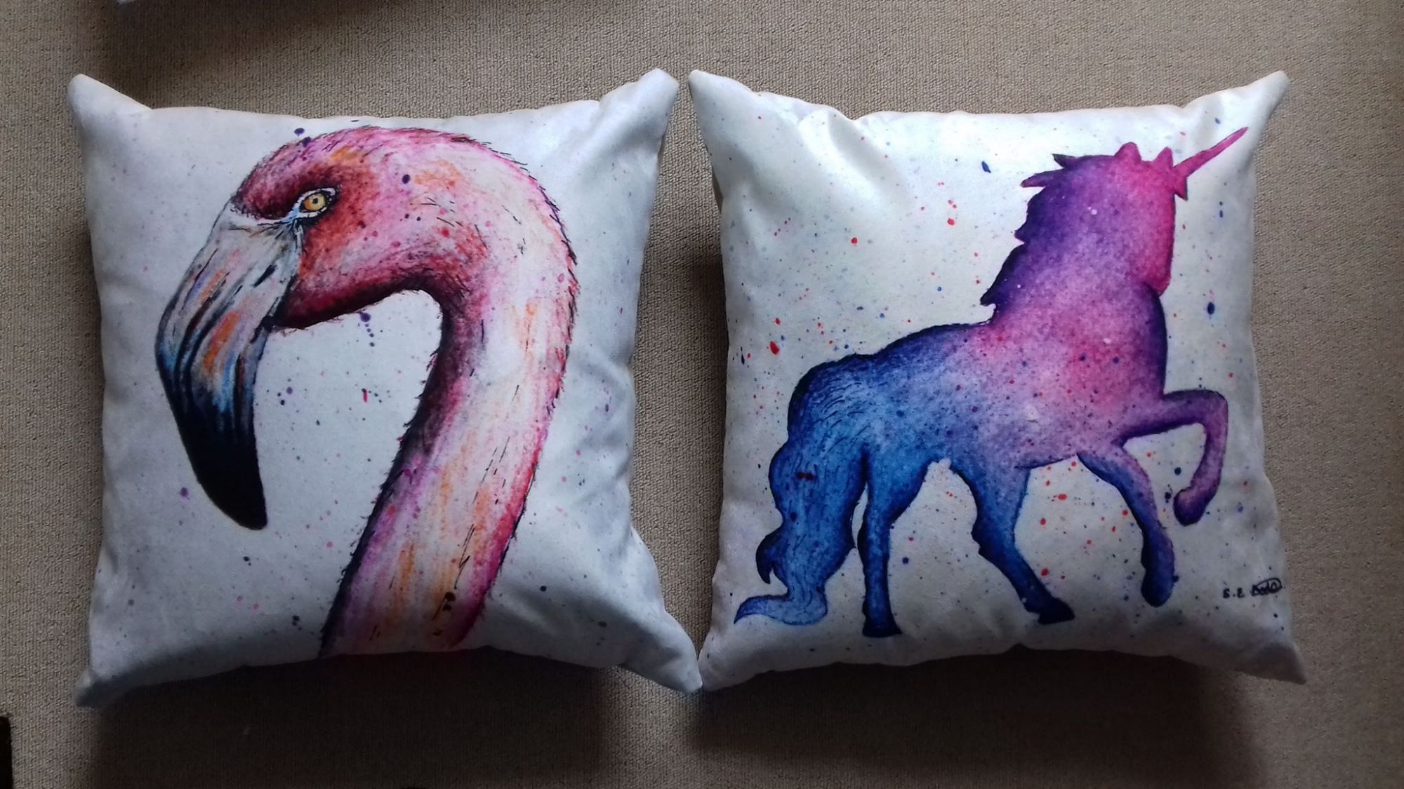 Large Cushions using our own art work. 
