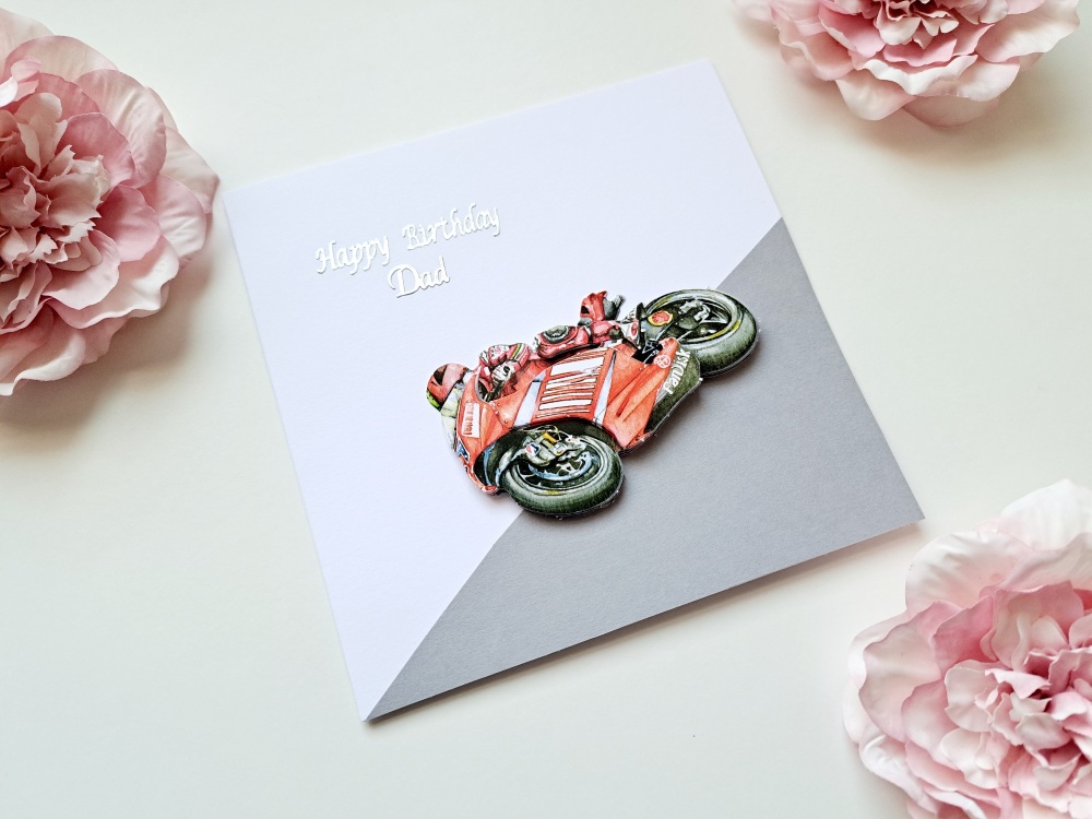Handmade Motorbike Greetings Card For Dad
