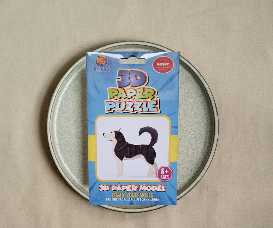 3D Husky Dog Paper Puzzle
