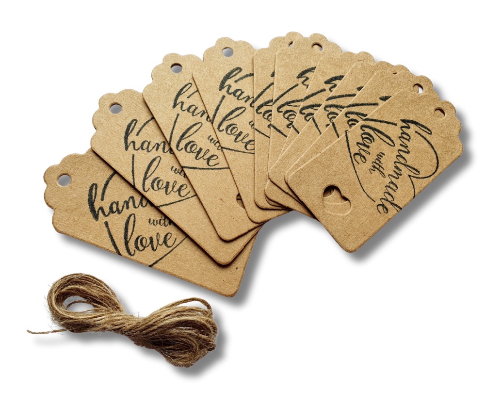 Pack Of 10 Handmade With Love Tags