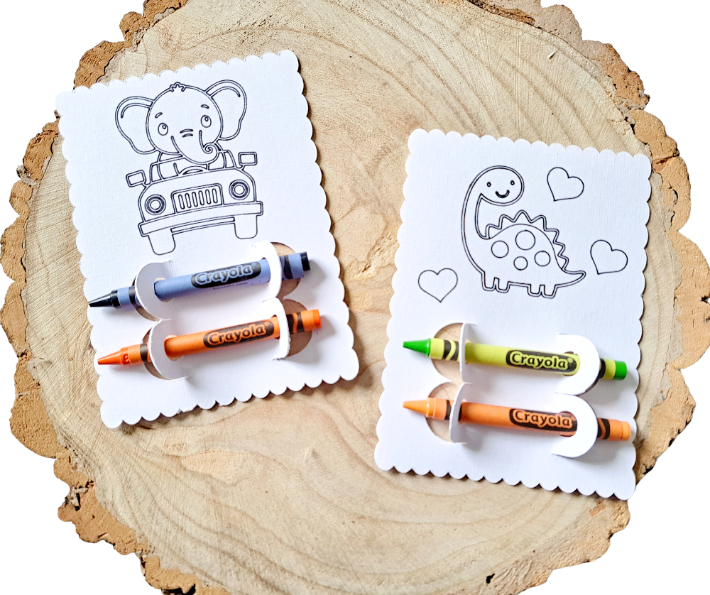 Children's Colouring Cards  With Crayons