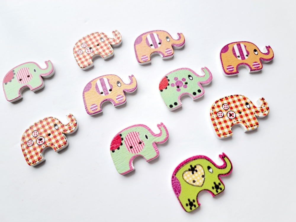 Pack of 10 Elephant Buttons