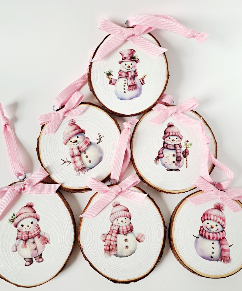 snowmen wooden slices