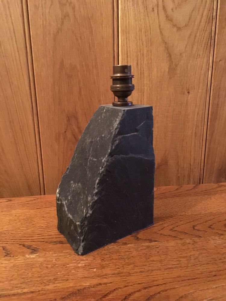 Dark Grey natural Welsh slate lamp. 17cm high