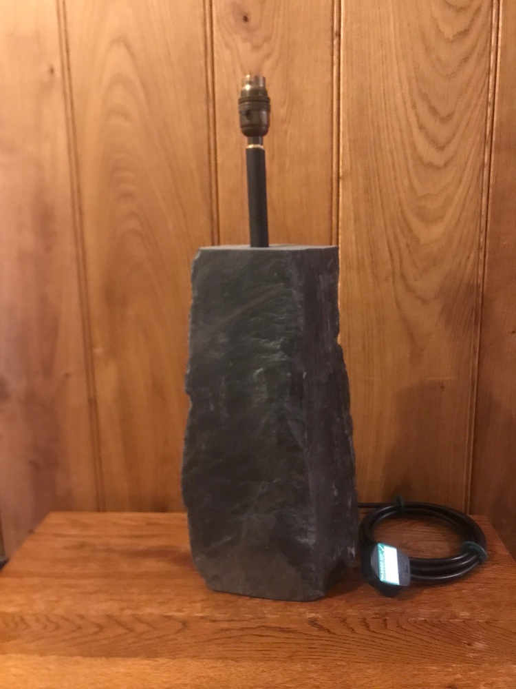 Large Grey natural Welsh slate lamp. 52cm  high (ref2390)